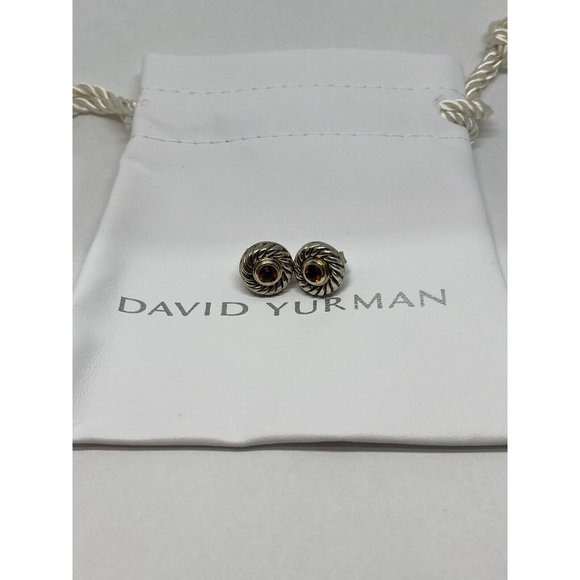 Citrine and Diamond Stud Earrings | David Yurman David Yurman Sterling Silver 925 and 14K 585 Yellow Gold Citrine Cookie Earrings